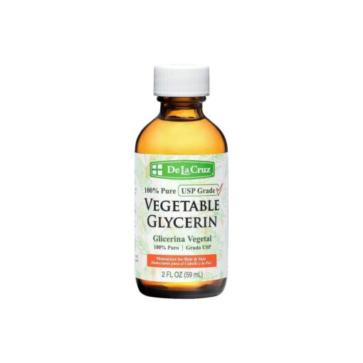 De La Cruz Vegetable Glycerin, 100 % Pure Liquid Glycerine USP Grade for Hair, Skin and DYI Projects 2 FL, OZ .