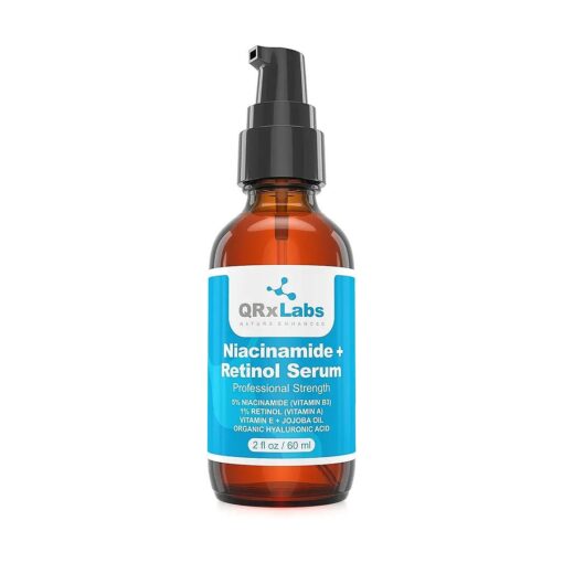 5 % Niacinamide ( Vitamin B3 ) + Retinol Serum - Ultimate Anti-Aging Wrinkle Reducing Treatment - Fights Acne Breakouts and Fades Blemishes & Spots - Reduces Pore Size & Tightens Skin - LARGE 2 oz bottle