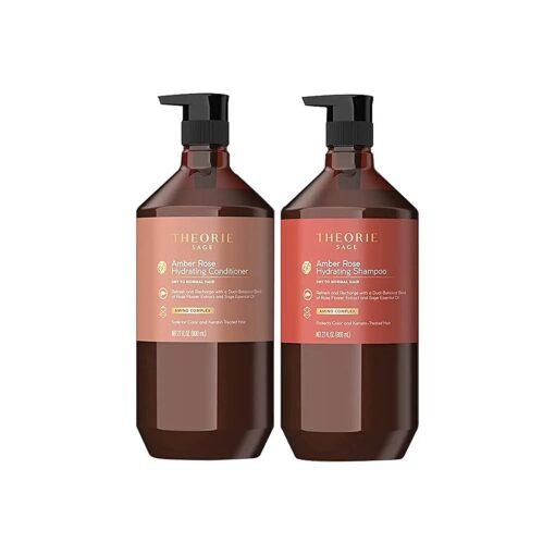 THEORIE Amber Rose Haircare Set- Shampoo & Conditioner- Refresh & Hydrate, Irresistible Scent of Rose, Jasmine & Amber, Suited For All Hair Types-Color & Keratin Treated Hair, 800ML