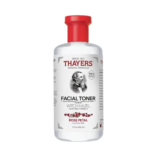 Thayers Alcohol-Free, Hydrating Rose Petal Witch Hazel Facial Toner with Aloe Vera Formula, Vegan, Dermatologist Tested and Recommended, 12 Oz