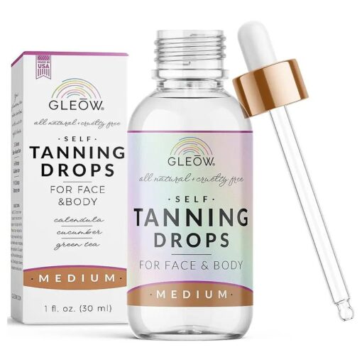 Face Tanning Drops to Add to Moisturizer, Face Self Tanner Bronzing Drops, Quick Tan Drops, Self Tanning Drops for Face and Body 1oz