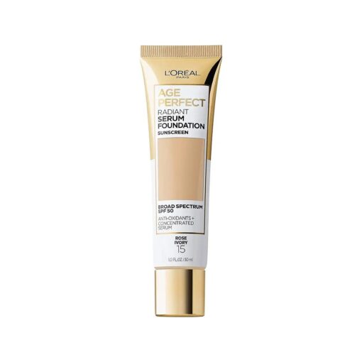 L'Oreal Paris Age Perfect Radiant Serum Foundation with SPF 50, Rose Ivory, 1 Ounce