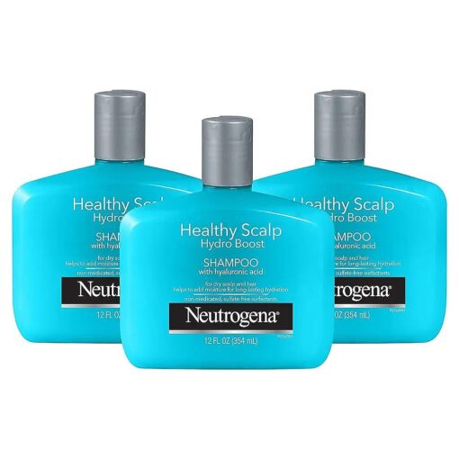 Neutrogena Moisturizing Healthy Scalp Hydro Boost Shampoo for Dry Hair and Scalp, with Hydrating Hyaluronic Acid, pH-Balanced, Paraben & Phthalate-Free, Color-Safe, 12 Fl Oz ( pack of 3 )