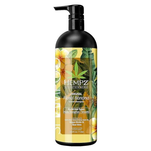 Hempz Biotin Hair Shampoo - Original Light Floral & Banana - For All Hair Types Growth & Strengthening of Dry, Damaged and Color Treated Hair, Hydrating, Softening, Moisturizing - 33.8 Fl OZ