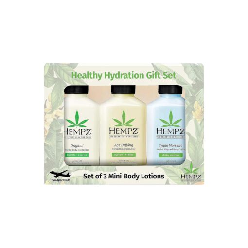 Hempz Healthy Hydration Triple Moisture, Age Defying, & Original ( 2.25 Oz, 3-Pack ) Body Moisturizing Lotion Gift Set - Mini Scented Travel Cream Skin Care for Women & Men, Made with Shea Butter