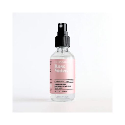 S.W, Basics A Refreshing Skin Toning Mist Organic Rose Water Face Spray, Rosewater, 1.8 Fl Oz