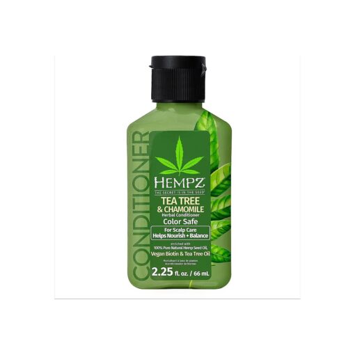 Hempz Biotin Hair Conditioner - Tea Tree & Chamomile - For Scalp Care Hair Growth & Strengthening of Dry, Damaged and Color Treated Hair, Hydrating, Softening, Moisturizing - Travel Size 2.25 Fl OZ