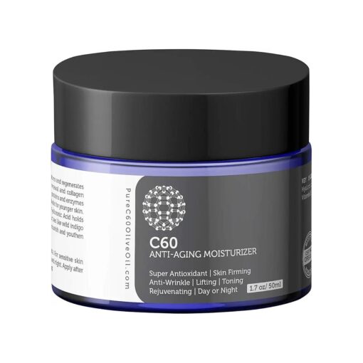 C60 Anti-Aging Moisturizer Face Cream 50ml with Hyaluronic Acid, Vitamins B + C + E & CoQ 10 for Men & Women Made with Organic Ingredients - From The Leading Global Producer