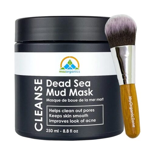 Dead Sea Mud Mask for Face and Body - Best Facial Cleansing Clay for Blackheads, Whiteheads, Acne and Clogged Pores | Hydrates Skin & Improves Oily Skin ( 250g./8.8oz, ) ( +Brush )