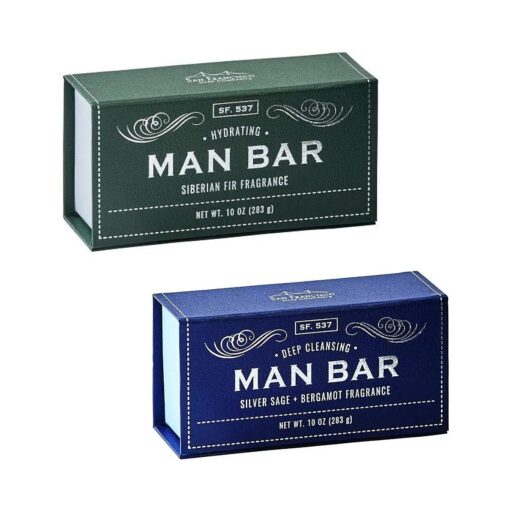 San Francisco Soap Company Man Bar 10 Oz Bar Soap Bundle - One Each Siberian Fir and Silver Sage