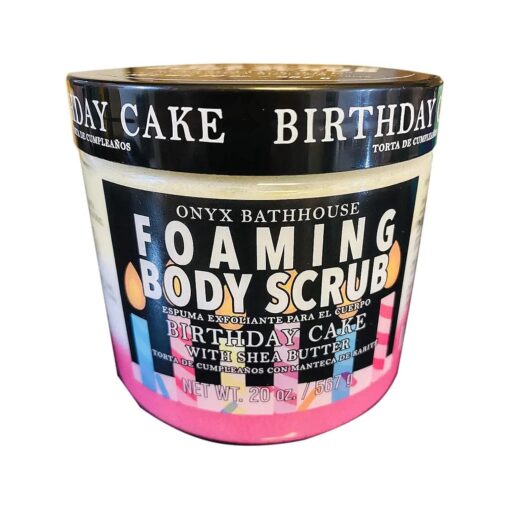 Onyx Bath House Birthday Cake Foaming Bath Scrub 20 Oz ! Infused With Shea Butter ! Body Scrub Gently Exfoliates And Hydrate Skin ! ( Birthday Cake )