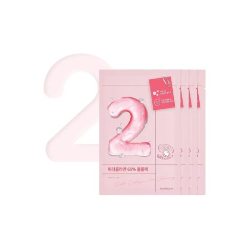 numbuzin No.2 Water Collagen 65 % Voluming Sheet Mask 4ea | Peptide, Pudding Texture, Niacinamide, Firming Supple Skin, Face Mask Pack | Korean Skin Care, 4ea/box