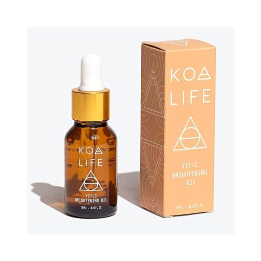 KOA LIFE Facial Oil and Vitamin C Serum - Invigorating Face Oil Formulated with Vitamin E, Rosehip, Hemp, Safflower, and Grape Seed Oil, For Skin Brightening and Hydration, 0.5 Fl OZ