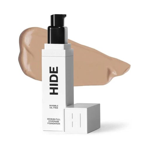 HIDE PREMIUM Liquid Foundation, Multi-Use Waterproof Foundation, Medium/Full Coverage Foundation, Shades for All Skin Types ( See Shade Finder ), Natural Beige, 1 fl oz