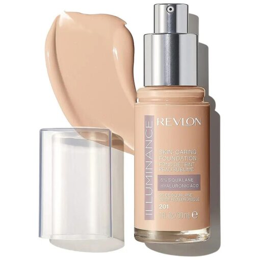 Revlon Illuminance Skin-Caring Liquid Foundation, Hyaluronic Acid, Hydrating and Nourishing Formula with Medium Coverage, 201 Creamy Natural ( Pack of 1 )