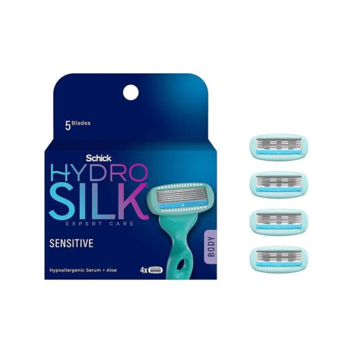 Schick Hydro Silk Moisturizing Razor Blade Refills for Women with Shower Hanger, 4 Count