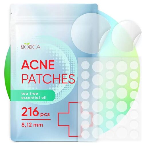 Pimple Patches for Face with Tea Tree Oil 216 pcs, Hydrocolloid Acne Pimple Patches, Blemish Patches, Acne Dots, Pimple Stickers, Acne Patch and Pimple Patch