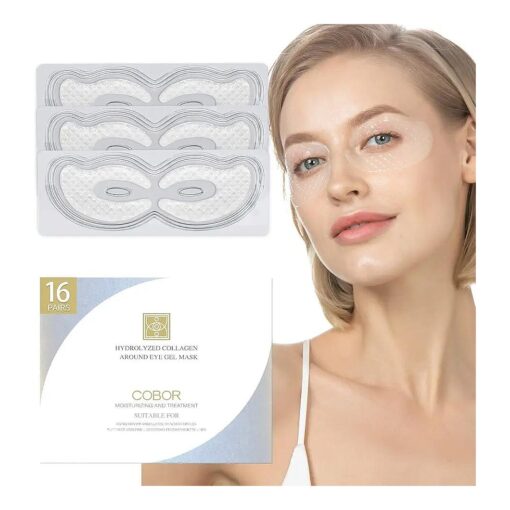 Hydro Collagen Eye Mask Crystal Eye Patches Anti-Aging Under eye Pads Natural Eye Treatment for Wrinkles Dark Circles Bags Moisturize Puff Eye Spa-16 Pairs