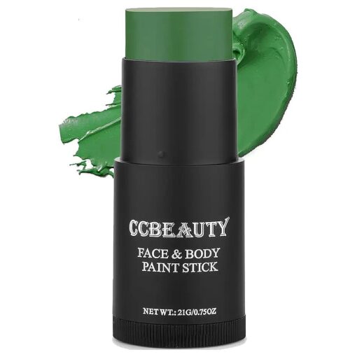 CCBeauty Witch Green Face Body Paint Stick, St. Patrick 's Day Grease Dark Green Eye Black Sticks for Sports, Hypoallergenic Camo Hulk Hunting FacePaint Makeup Halloween Cosplay Costume Party