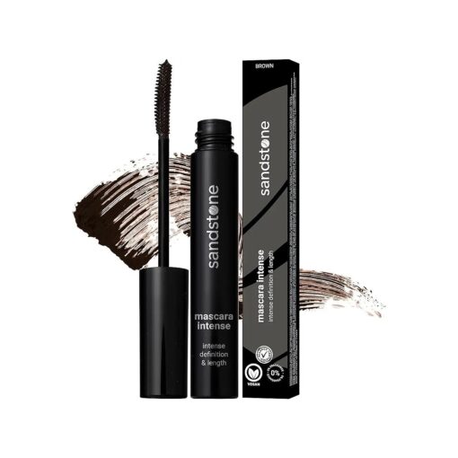 Hypoallergenic Brown Mascara for Sensitive Eyes - Smudge-Proof, Sweatproof, Lengthening Mascara with Intense Volume - Vegan, Allergy Friendly Mascaras