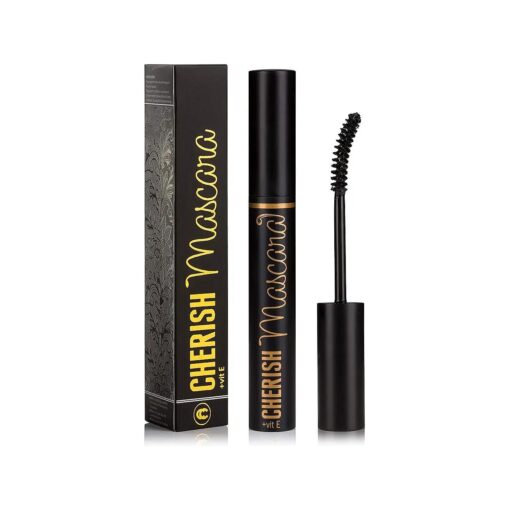 Lengtening Hypoallergenic Cherish Mascara With Vitamin E | Premium Deep Black Color Gluten Free Volumizing Eye Mascara With Vitamins Makes Perfect Natural Bold Eyelashes And Care Your Sensitive Eyes