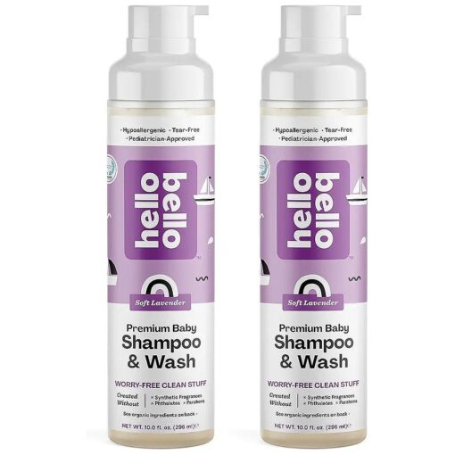 Hello Bello Extra Gentle Shampoo & Body Wash I Tear Free, Hypoallergenic and Pediatrician Tested Plant Based Formula for Babies and Kids I Lavender Scent I 20 FL Oz ( 2 Packs of 10oz )