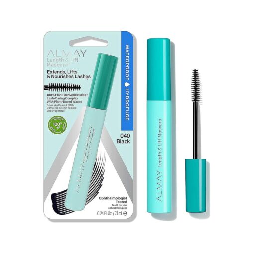 Almay Lengthening Mascara, Volume & Lift, Eye Makeup, Hypoallergenic and-Fragrance Free, 040 Waterproof Black, 0.24 fl oz .