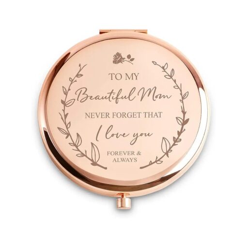 Gifts for Mom from Daughter, Mom Gifts from Son, Unique Mothers Day Birthday Gifts for Mom, Personalized I Love You Compact Mirror for Mama