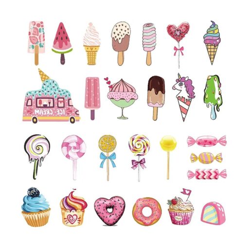 Ice Cream Temporary Tattoos for Kids 180PCS - Ice Cream, Lollies, Cookie, Cake Tattoo Stickers - Sweet Summer Tattoos Sticker for Girl Birthday Party Decorations Supplies Favors ( 17 Sheets )