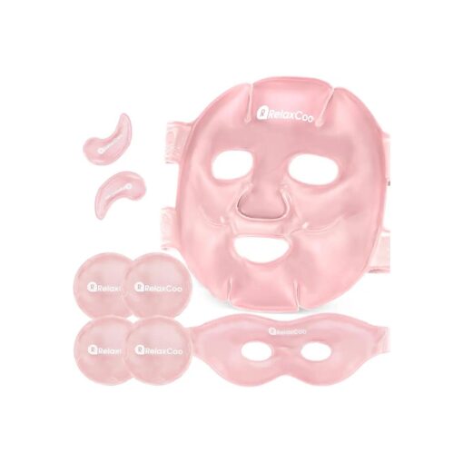 Ice Face Eye Mask for Dark Circles and Puffiness Cold Warm Compress, Gel Cold Cooling Face Mask Package for Women and Men, Migraines, Headache, Stress and Relaxation, Pink