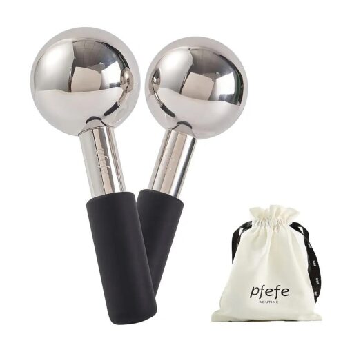 Ice Globes for Face & Eyes, Unbreakable Stainless Steel Cryo Sticks for Beauty Routines, Facials Cold Roller Cooling Globes for Puffiness, Wrinkles, Dark Circles, Headaches