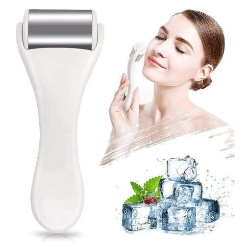 Ice Roller for Face & Eye, Puffiness, Migraine, Pain Relief and Minor Injury, Skin Care Products Stainless Steel Face Massager Ice Roller Massager ( White )