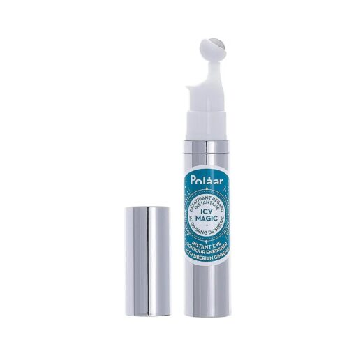 Polaar - Icy Magic Instant Eye Contour Energiser with Siberian Ginseng - Anti-Dark Circles & Puffiness- Decongesting Icy Ball - Fragrance-Free - 92 % Natural, Vegan, Cruelty Free, Made in France - 0.4