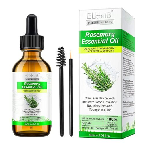 Rosemary Oil for Hair Growth & Skin Care -60ml 100 % Pure Rosemary Essential Oil for Eyebrow and Eyelash, Nourishes The Scalp, Stimulates Hair Growth for Men Women