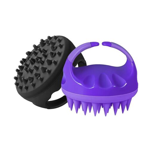 Hair Scalp Massager and Anti Cellulite Massager, Scalp Scrubber for Hair Growth, Silicone Cellulite Remover for Exfoliator, Skin and Hair Care brush for Women, Men, and Kids ( Purple & Black )