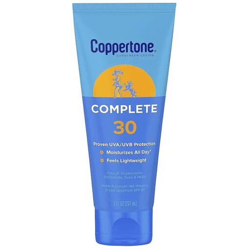 Coppertone COMPLETE SPF 30 Sunscreen Lotion, Lightweight, Moisturizing Sunscreen, Water Resistant Body Sunscreen SPF 30, 7 Fl Oz Tube