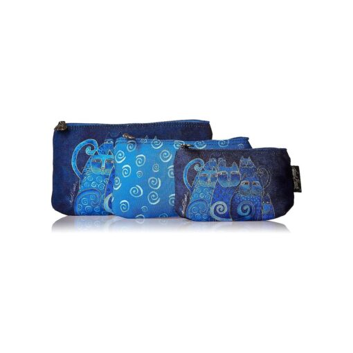 Zeckos Laurel Burch 27979 Cosmetic Bags 3 Pack, Indigo Cats