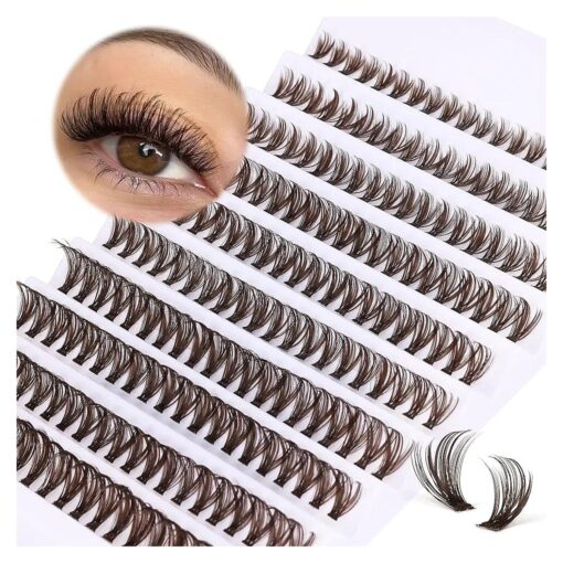 Brown Lash Individuals 200 Pcs Natural Wispy Brown Eyelashes Extension D Curl False Cluster Lashes Brown Fake Eyelashes Clusters