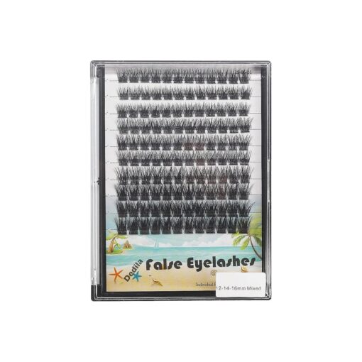 Large Tray -Wide Stem Mixed 10-12-14-16mm/12-14-16mm/14-16-18mm Cluster Eyelashes Home DIY Lashes Extensions D Curl Thickness 0.07mm Individual False Eyelashes ( mixed 12-14-16mm )