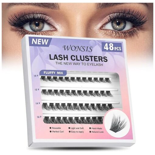 Lash Clusters, False Eyelashes Individual for DIY Lash Extension, Mix Length Individual Lashes, Natural Look Reusable Cluster Lashes for Home ( Allure-Mix )