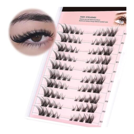 Individual Lashes Cat Eye Lashes Natural Look Cluster Lashes Wispy DIY Fox Eye False Eyelashes 80pcs Mink Lashes Individual 14MM Lashes by Winifred