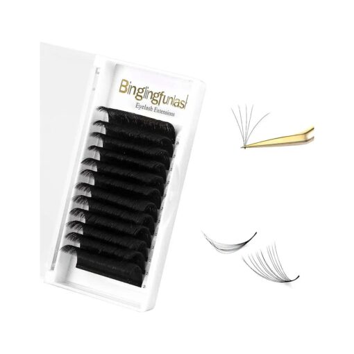 Volume Eyelash Extensions Easy fan Lashes D Curl 0.07mm Rapid Self Blooming Mix 8-14mm Length