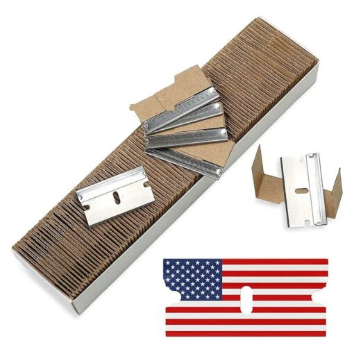 CANOPUS Single Edge Industrial Razor Blades, 100 % Made in USA, Heavy Duty Straight Edge Razors, Box & Carton Cutter Replacement Blades, Glass & Paint Scraper Razor Blades ( Box of 100 )