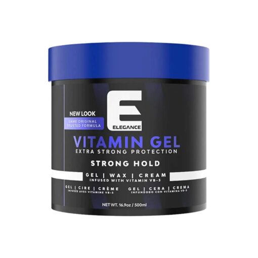 Elegance Vitamin Gel, 16.9 Oz, Infused with Vitamin Pro-VB-5, Strong Hold Gel, Maximum Hair Protection and Natural Long Lasting Shine