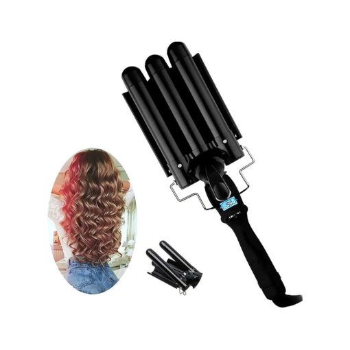 3 Barrel Curling Iron Wand Hair Crimper Iron with LCD Temperature Display - 1 Inch Ceramic Tourmaline Triple Barrel Hair Waver Curling Iron, Dual Voltage Crimping Iron Hair Curling Wand