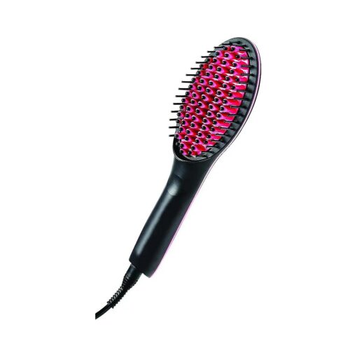 Simply Straight Ceramic Hair Straightening Brush, Black/Pink