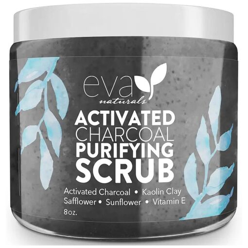 Eva Naturals Activated Purifying Charcoal Scrub- Facial Exfoliator and Exfoliate for Face- Face Scrub for Women- Face Exfoliator, Exfoliating Face Wash, Facial Scrub, Face Exfoliant