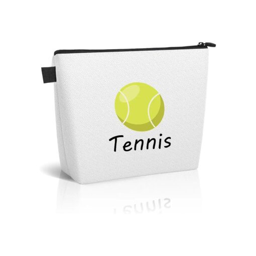 Tennis Makeup Bag for Teens, Inspirational Canvas Tennis Cosmetic Bag Pouch Accessories for Players Teams Stuff, Sport Party Favors Birthday Graduation Nurse Gifts for Her Girls Friends Women