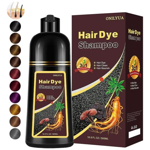 Instant Light Brown Hair Dye Shampoo for Gray Hair 3 in 1, Natural Hair Color Shampoo for Women Men Brown Colors in 10-15 mins, 100 % Coverage Long Lasting Hair Dye 16.9 Fl Oz ( Light brown )