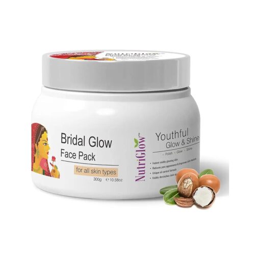 NUTRIGLOW Bridal Glow Face Pack for Deep Exfoliation Blackhead, Removal Refining Pores, Instant Brightening and Hydrating Skin, All Skin Types, No Parabens & Sulphates, 300gm